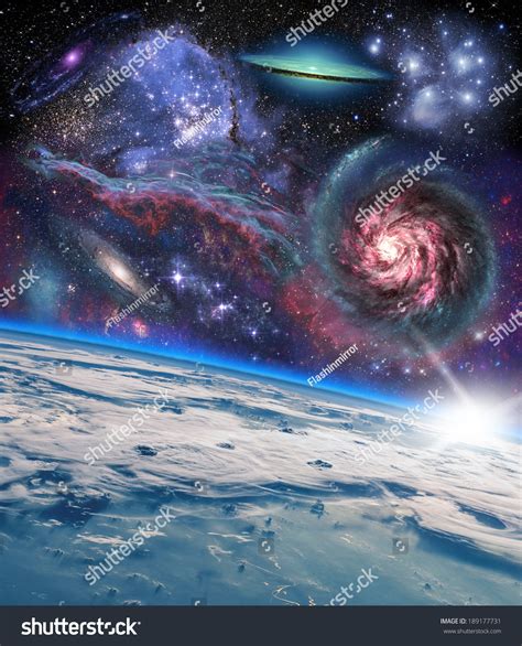 Space Landscape View Earth Elements This Stock Photo 189177731 ...