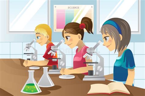 Kids in science lab stock vector. Image of girl, microscope - 21687394