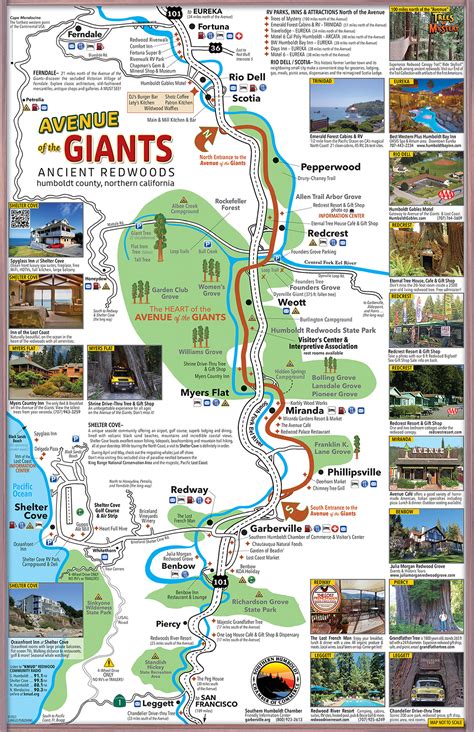 Travel Map | Humboldt County, CA - Avenue of the Giants | Avenue Of The ...