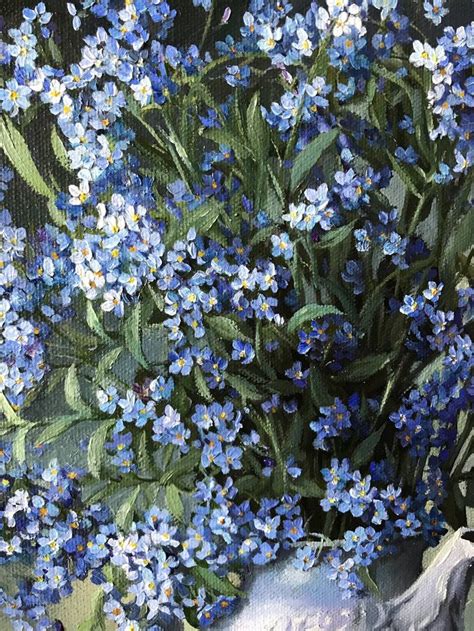 Forget Me Nots And A Girl With A Violin Painting By Tatjana Cechun Saatchi Art