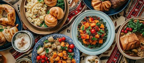 Top View Of Iftar Or Suhoor Served In Ramadan Stock Illustration