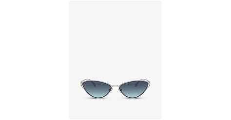 Tiffany And Co Tf3095 Cat Eye Metal Sunglasses In Blue Lyst