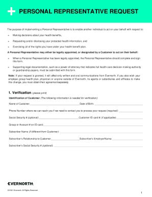 Fillable Online Evernorth Personal Representative Request Form Fax