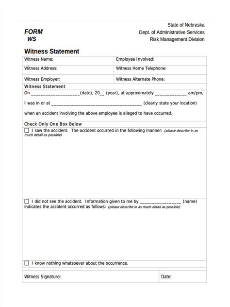 Free Witness Statement Forms In Pdf Ms Word