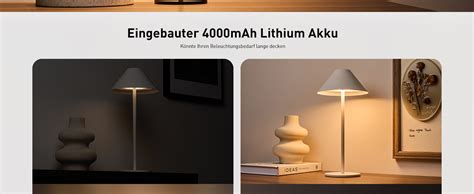 Bojim Tischlampe Akku Dimmbar Tischlampe Kabellos Touch Led Akku