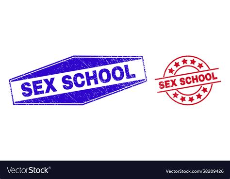 Sex School Corroded Stamp Seals In Circle And Vector Image