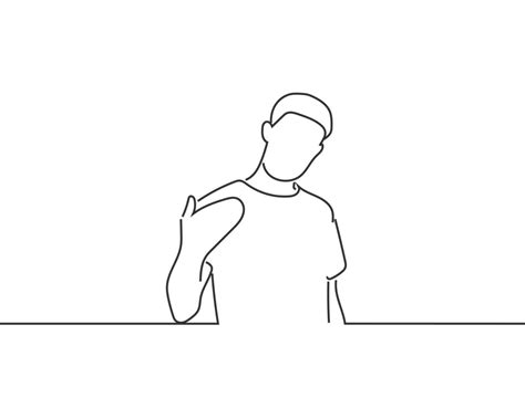 Man Inviting To Come Line Drawing Or Continuous One Line Illustration