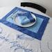 Embroidered Buon Appetito Linen Tablecloth In Blue Etsy