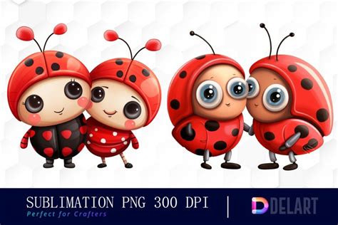 Cute Love Bug Clipart Bundle, Sublimation PNG