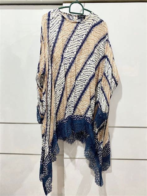 Viscose Batik Blue Nude Lace Women S Fashion Tops Blouses On Carousell