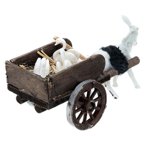 Donkey Cart With Swans For 8 Cm Neapolitan Nativity Scene 5x5x10 Cm