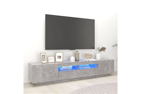 Be Basic tv skab med LED lys 200x35x40 cm betongrå Grå Møbler Trademax