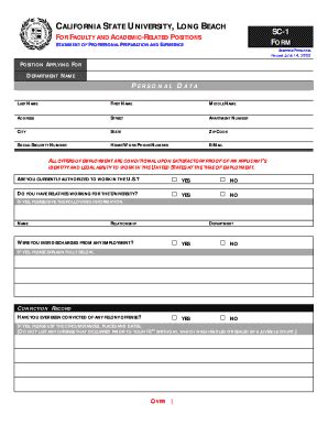 Fillable Online Csulb SC 1 Form California State University Long