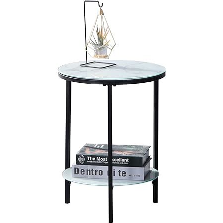 GOLDFAN Table D Appoint Ronde En Verre Table Basse Petit Table De Salon