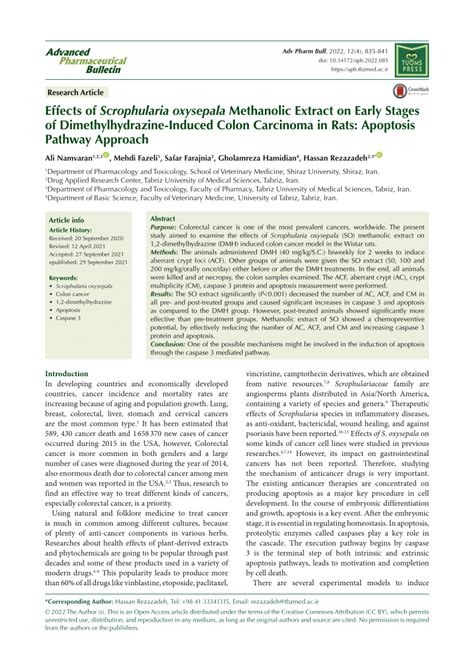 Pdf Effects Of Scrophularia Oxysepala Methanolic Extract On Early