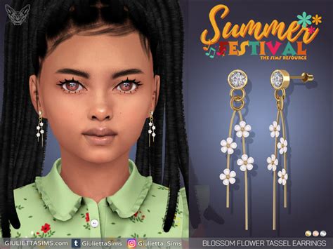 The Sims Resource Summer Festival Blossom Flower Tassel Earrings