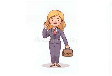 Joyful Blonde Chibi Businesswoman Illustration A Cheerful Korean Style Cartoon Character In