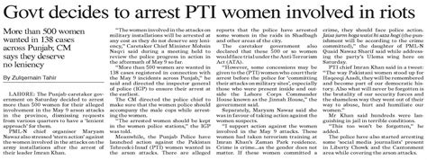 Dawn Epaper May 21 2023 Govt Decides To Arrest Pti Women Involved