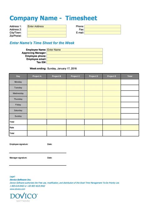 40 Free Timesheet / Time Card Templates - Template Lab