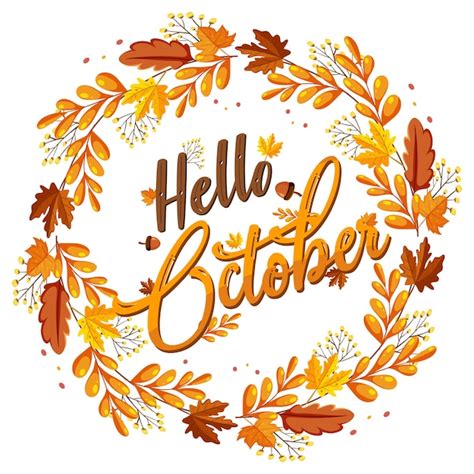 Premium Vector Hello October With Ornate Of Autumn Leaves Frame