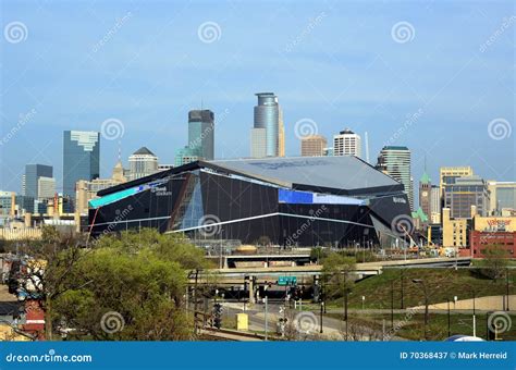 Minnesota Vikings US Bank Stadium In Minneapolis At Night, Site Of ...