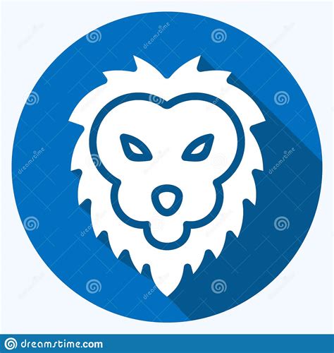 Icon Lion Related To Animal Head Symbol Long Shadow Style Simple