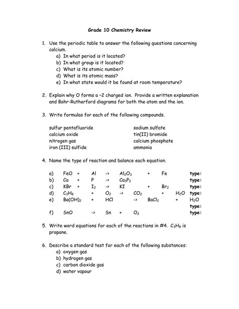 Grade Science Chemistry Worksheets Scienceworksheets Net