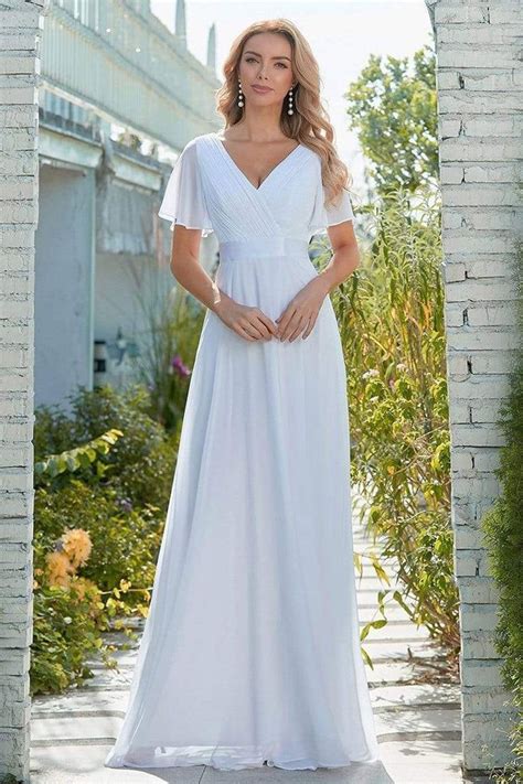 White Short Simple Wedding Dresses with Sleeves | Dresses Images 2022