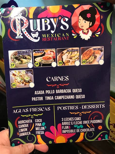 Menu At Rubys Mexican Restaurant Tyler E Gentry Pkwy