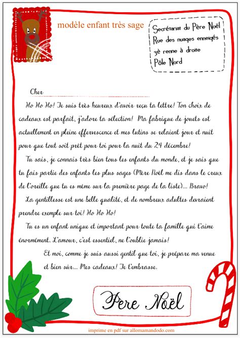 La Lettre Réponse Du Père Noël à Imprimer Allo Maman Dodo