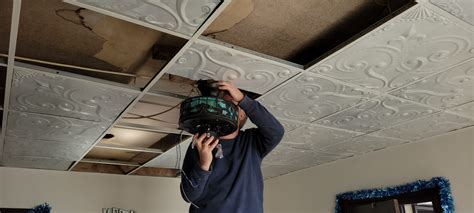 How to DIY Drop Ceiling Tiles with Black Dog Salvage Furniture Paint ...