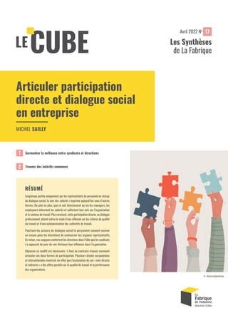 Articuler Participation Directe Et Dialogue Social En Entreprise Pdf