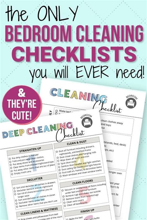 Free Bedroom Cleaning Checklists Daily Weekly And Deep Cleaning Artofit