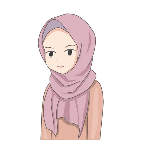 Portrait Hijab Cute Girl Cartoon Vector Illustration 7301732 Vector Art