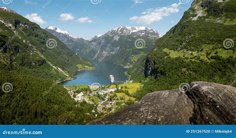 Landschaft Des Geiranger Fjord Norway Stockfoto Bild Von Berge