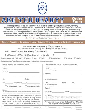 Fillable Online Nhm Olemiss Cookbook Order Form Department Of