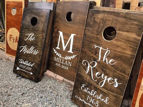 Wedding Corn Hole Boards Last Name Established Date Vinyl Etsy