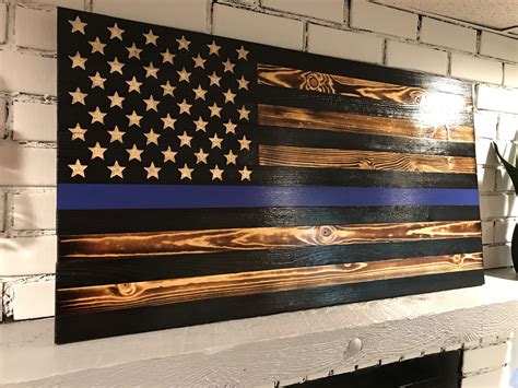 Buy Custom Made Thin Blue Line American Rustic Flag Thin Blue Line