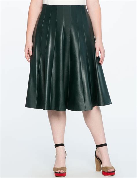 Eloquii Studio Faux Leather Trumpet Skirt Black Forest Plus Size Fall