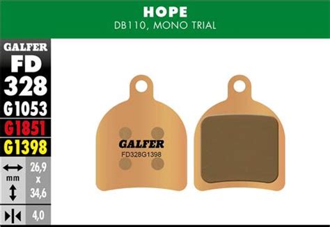 GALFER BRAKE PADS HOPE DB110 MONO TRIAL TRIAL ZONE SINTERED TRIAL