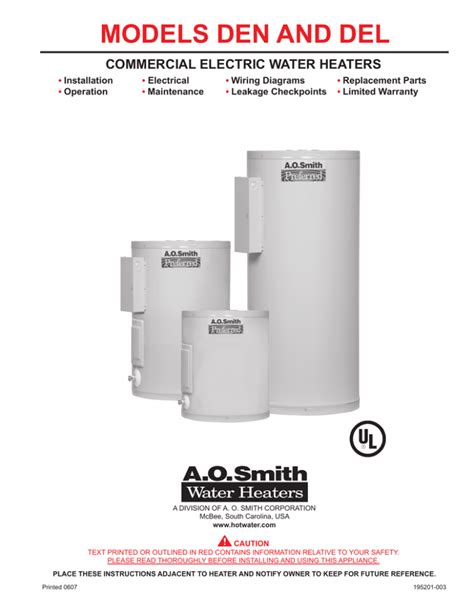 Ao Smith Water Softener Owners Manual