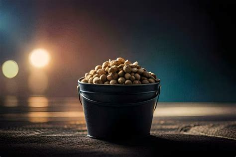 A Bucket Filled With Soybeans On A Table AI Generated 33372492 Stock