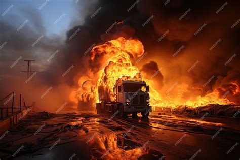 Premium AI Image | Hazardous Crisis Tanker Explosion and Oil Spill