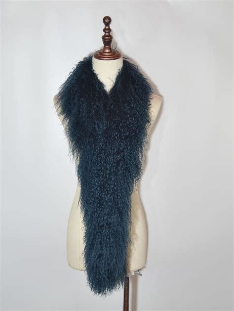 Real Tibetan Mongolian Lamb Fur Scarf 55 Velvet Ink Etsy