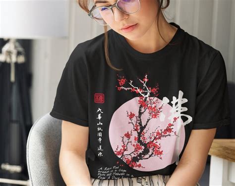 Cherry Blossom Moon Shirt - Japan Aesthetic Clothing - Kawaii Flowers ...