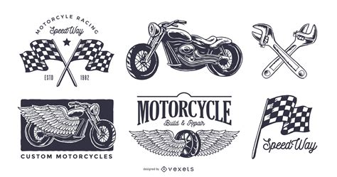 Vintage Motorcycle Logo Set Vector Download