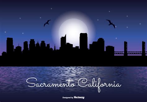 Sacramento Night Skyline Illustration - Download Free Vector Art, Stock Graphics & Images