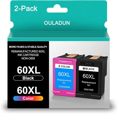 60 Black Tri Color Ink Cartridges Combo Pack Replacement For Hp 60xl Ink Cartridges