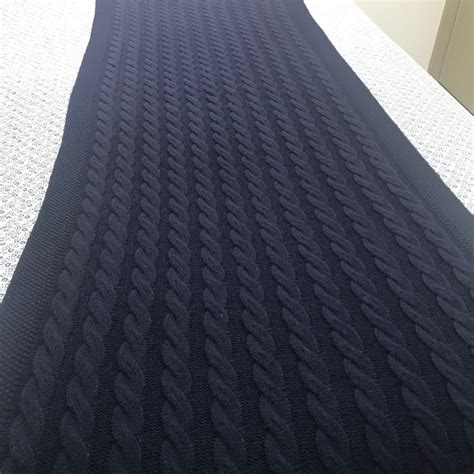 Peseira Manta Tricot Azul Marinho Luxo Trança para Cama King