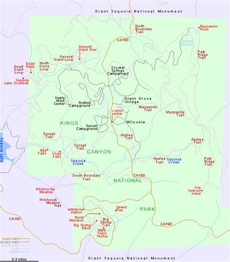 Map of Grant Grove, Kings Canyon National Park, California